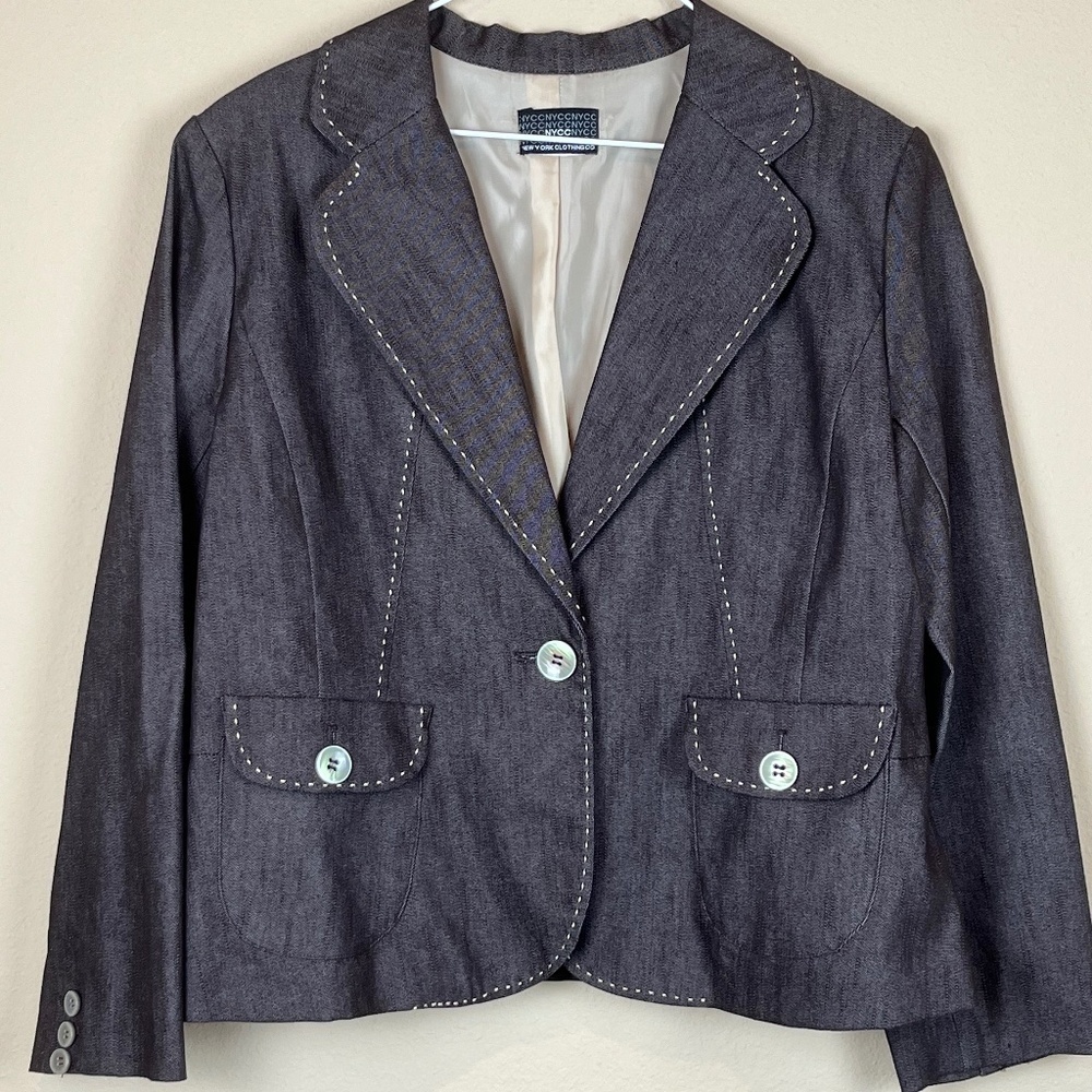 NYCC New York Clothing Company Brown Double Pocket Career Blazer; Size M